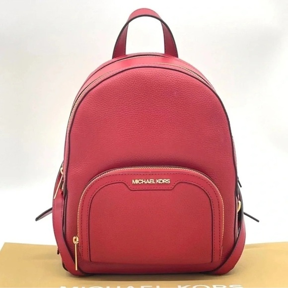 Michael Kors Medium Jaycee Backpack Red/Gold - Picture 2 of 13